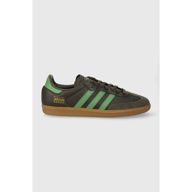Kožené sneakers boty adidas Originals Samba OG zelená barva, IG6175