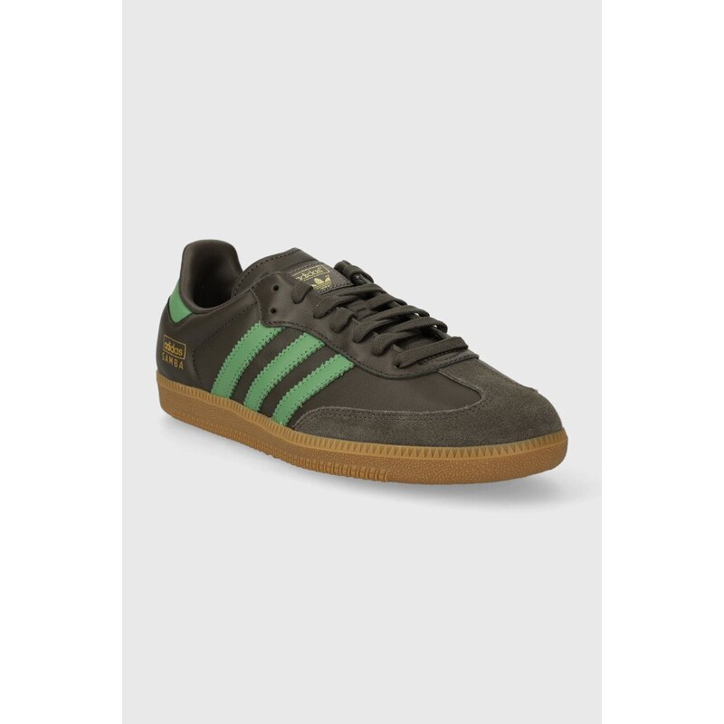 Kožené sneakers boty adidas Originals Samba OG zelená barva, IG6175