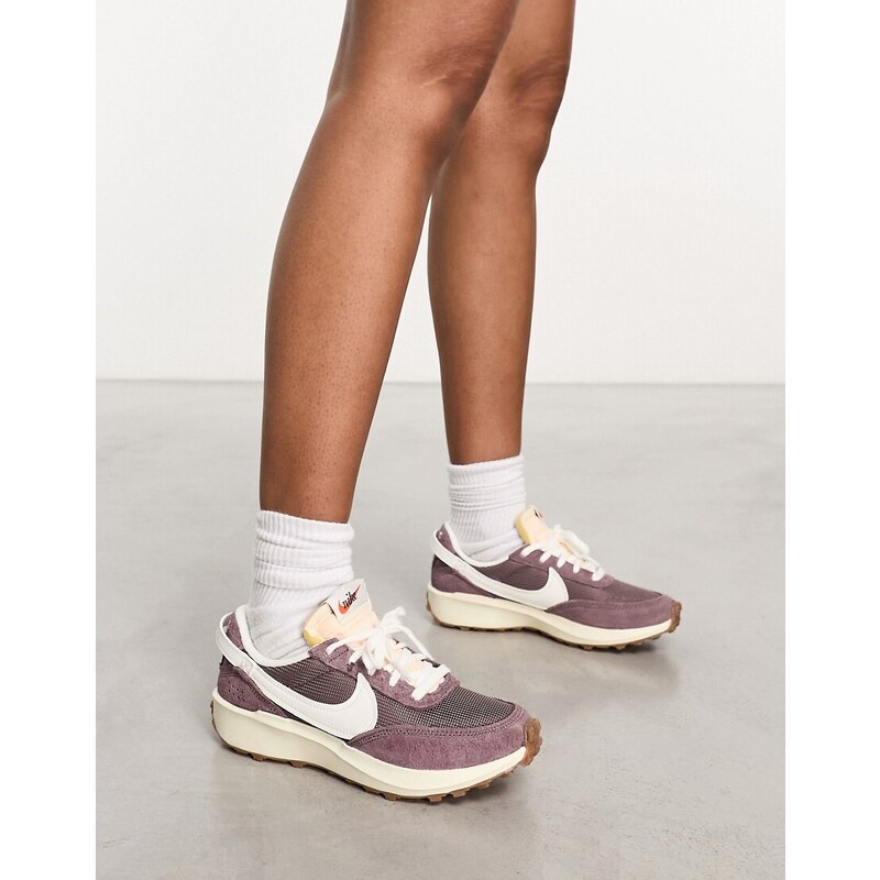 Nike Waffle Debut trainers in plum and off white-Purple