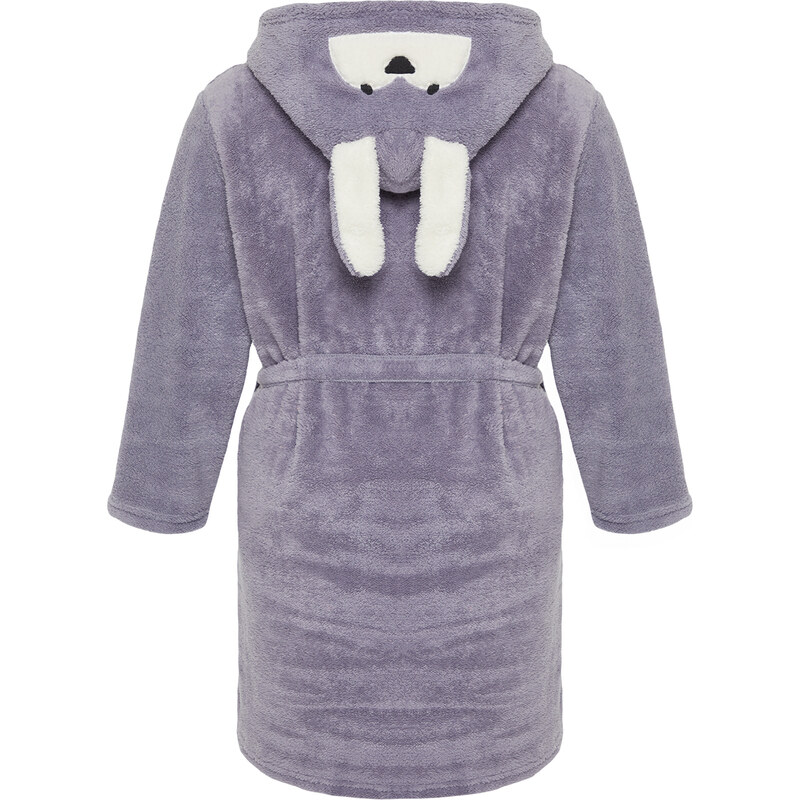 Trendyol Curve Gray Animal Figured Wellsoft Knitted Dressing Gown