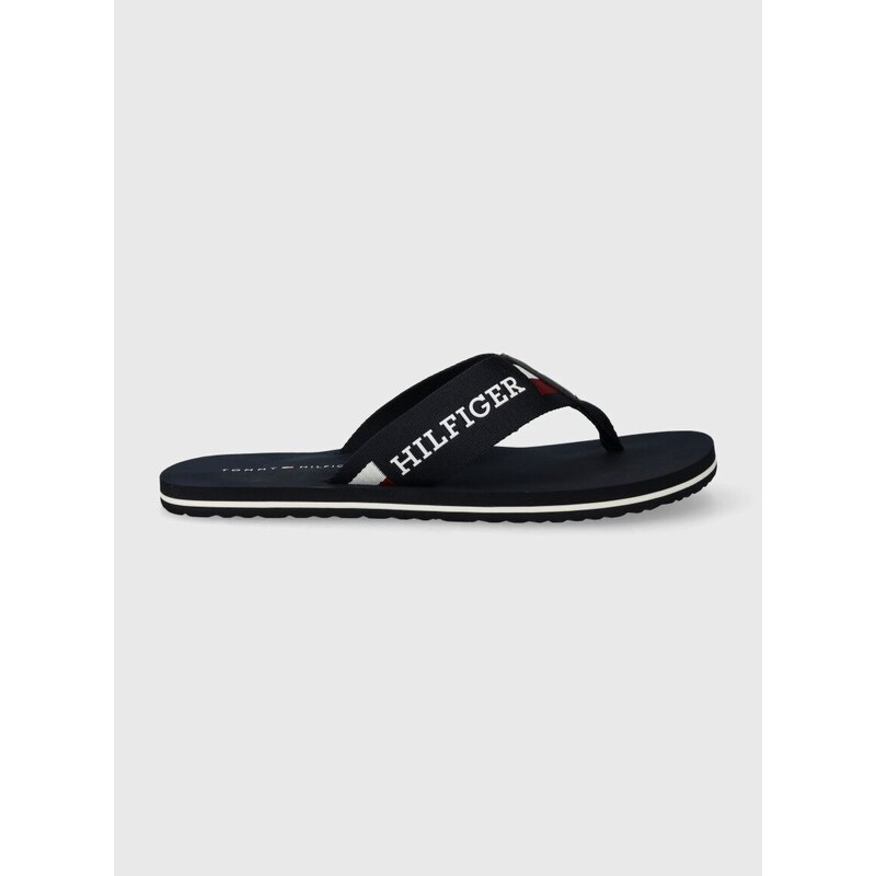 Žabky Tommy Hilfiger CORPORATE MONOTYPE BEACH SANDAL pánské, tmavomodrá barva, FM0FM04913