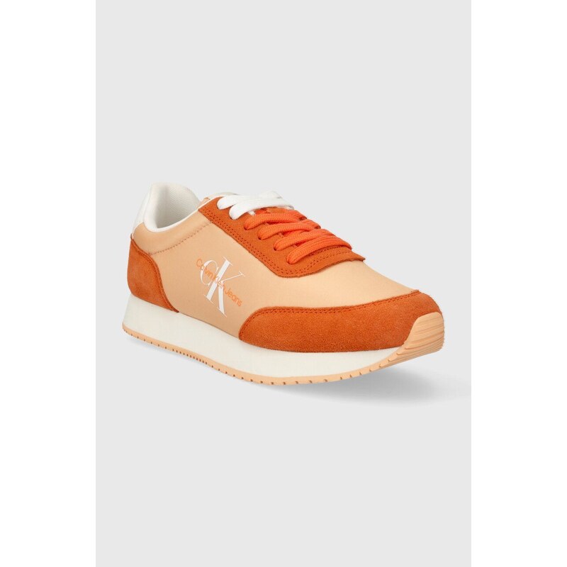 Sneakers boty Calvin Klein Jeans RETRO RUNNER LOW LACE NY ML oranžová barva, YW0YW01326
