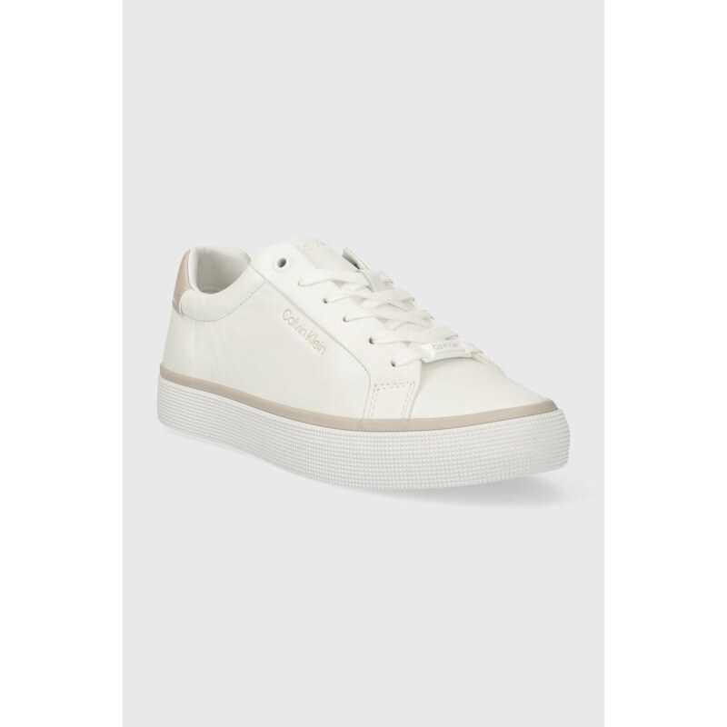 Sneakers boty Calvin Klein VULC LACE UP - DIAMOND FOXING bílá barva, HW0HW01865