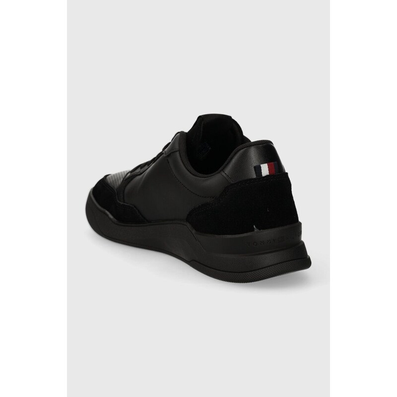 Kožené sneakers boty Tommy Hilfiger ELEVATED CUPSOLE LTH MIX černá barva, FM0FM04929