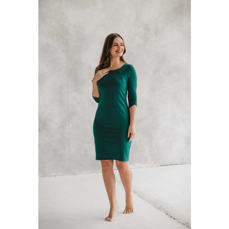 milk & love Kojící šaty Milky Dress 3/4 Bottle Green