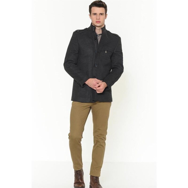 PLT8378 DEWBERRY MEN'S COAT-STRAIGHT ANTHRACITE