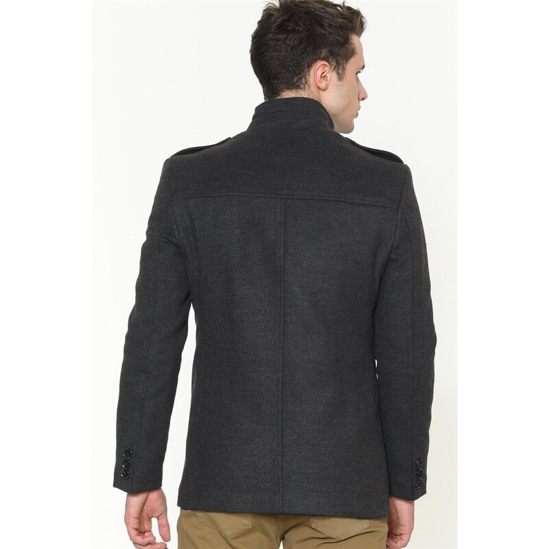 PLT8378 DEWBERRY MEN'S COAT-STRAIGHT ANTHRACITE