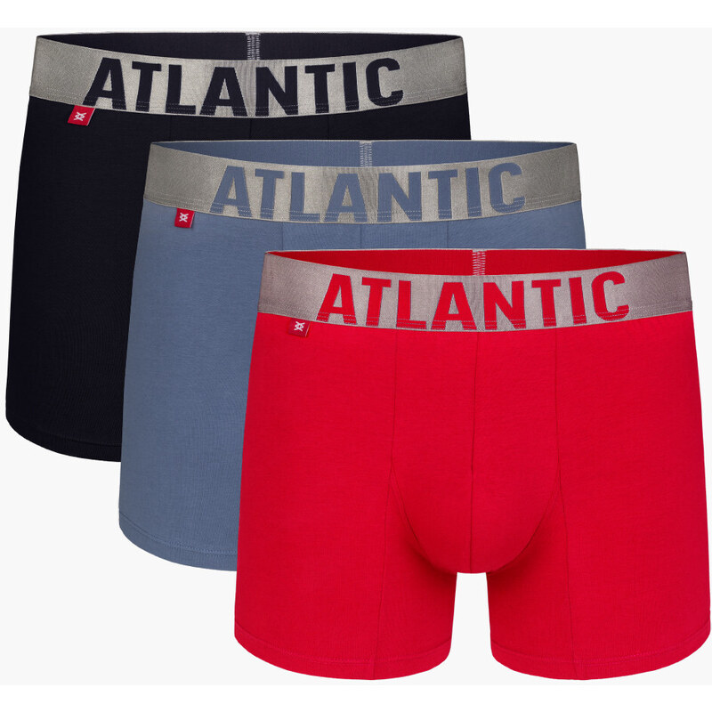 Pánské sportovní boxerky ATLANTIC 3Pack - černé/modré/červené