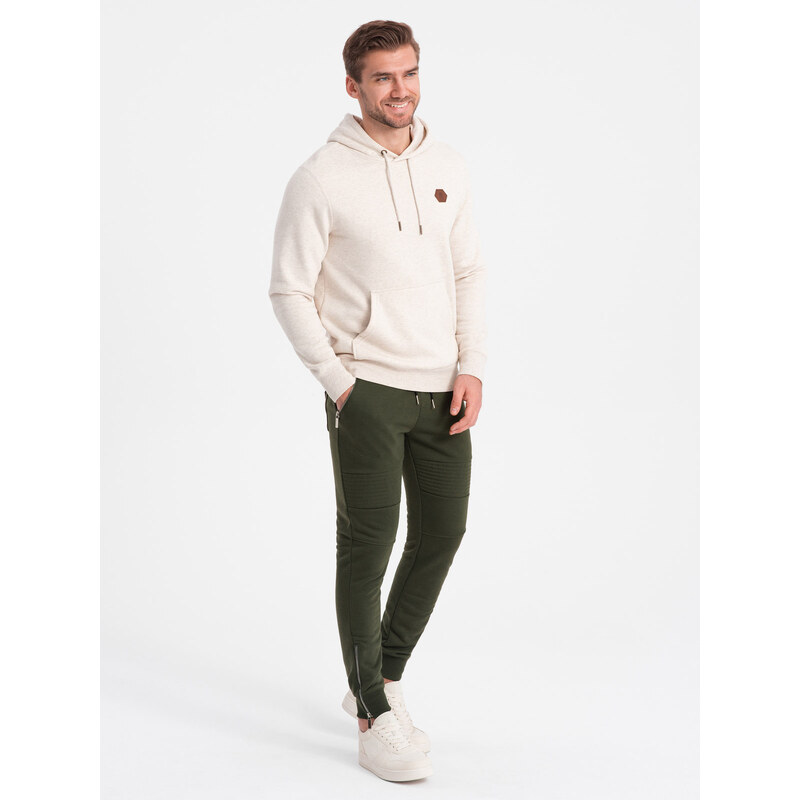 Ombre Clothing Pánské tepláky jogger - olivové V1 OM-PASK-22FW-004