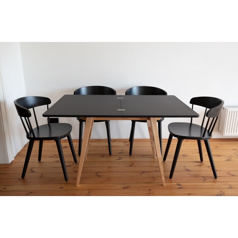 Černý lakovaný rozkládací jídelní stůl RAGABA ENVELOPE II. 90 / 130 x 65 / 90 cm