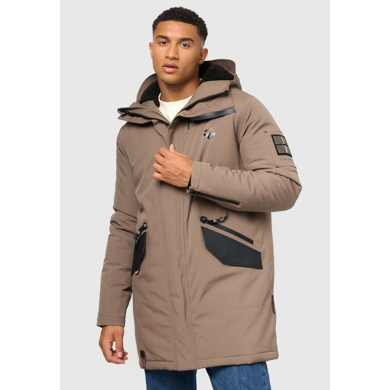 Zimní kabát / pánská zimní dlouhá bunda Ragaan Stone Harbour - STONE BROWN