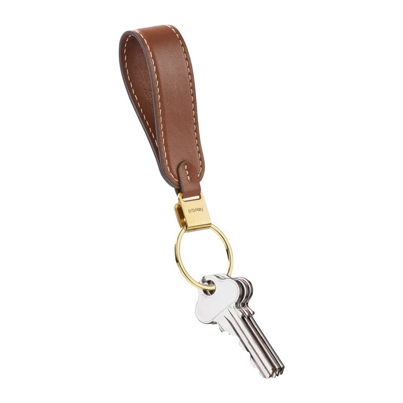 Kožené poutko na klíče Orbitkey Loop Keychain Caramel hnědé