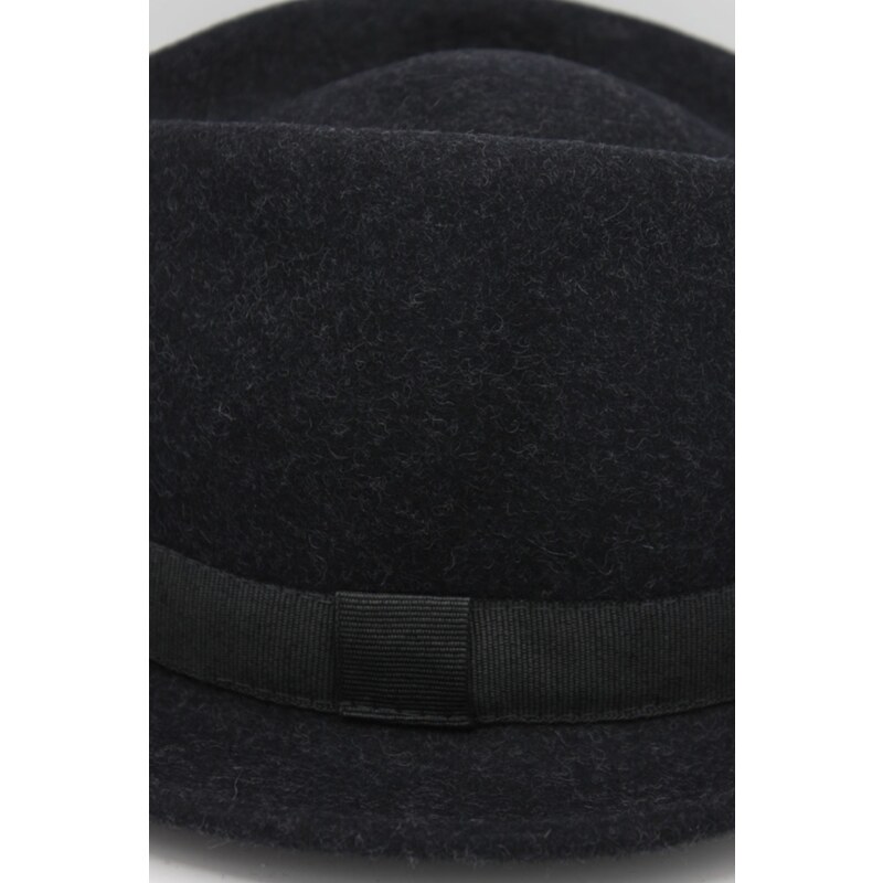 Klasický trilby zimní klobouk vlněný Fiebig - modrý s modrou stuhou