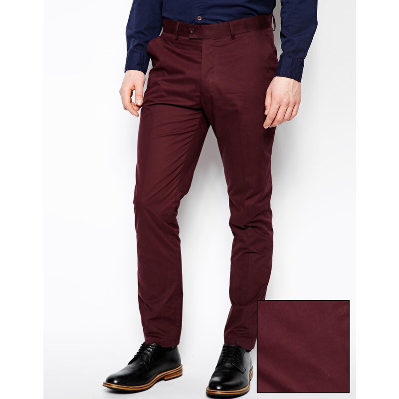 ASOS Slim Fit Suit Trousers In Poplin - Red
