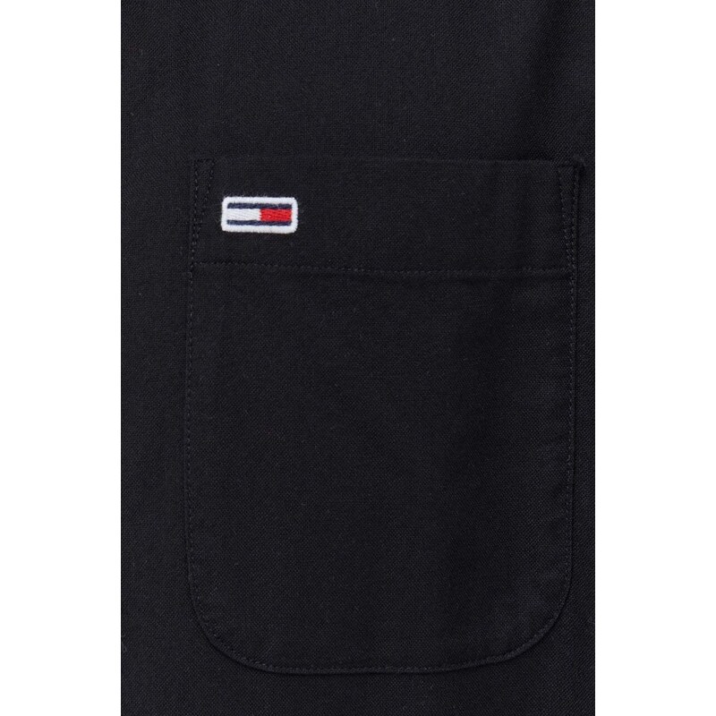 Košile Tommy Jeans černá barva, regular, s límečkem button-down