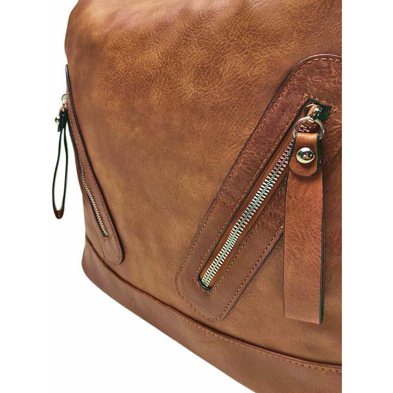Tapple Velký středně hnědý kabelko-batoh s kapsami
