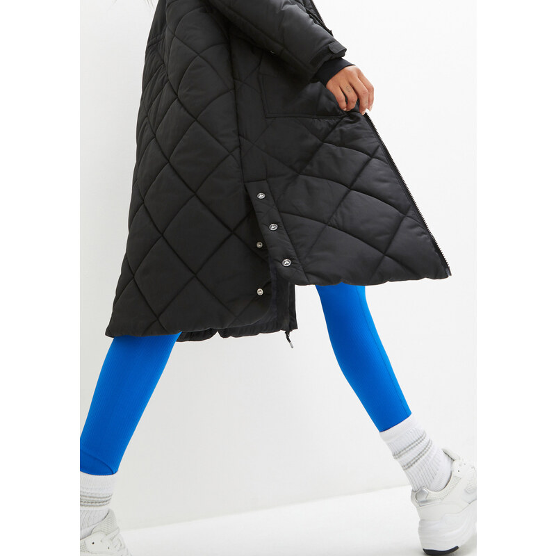 bonprix Prošívaný funkční kabát s reflexními prvky Černá