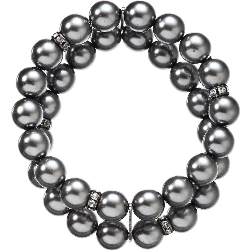 Perlový náramek dvouřadý tmavě šedý 33065.3 grey 88193179