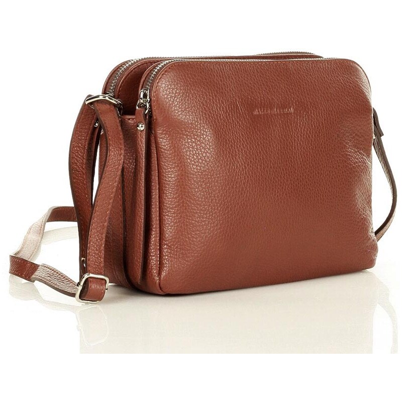 Kožená crossbody kabelka Mazzini MM410 hnědá