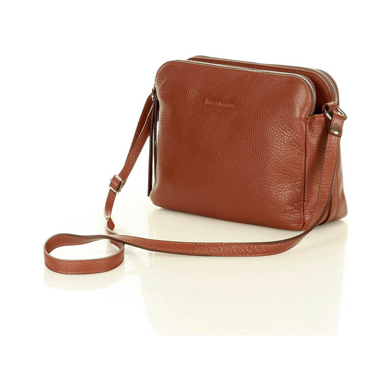 Kožená crossbody kabelka Mazzini MM410 hnědá