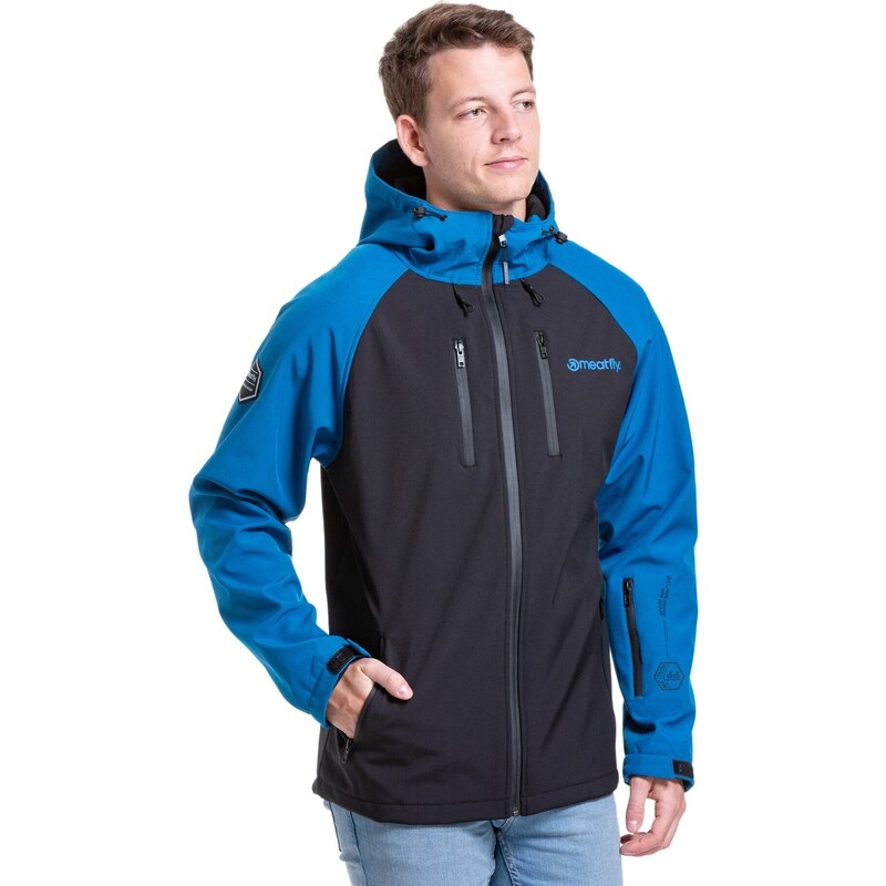 Meatfly pánská softshell bunda Rasmussen Ocean Blue/Black | Černá