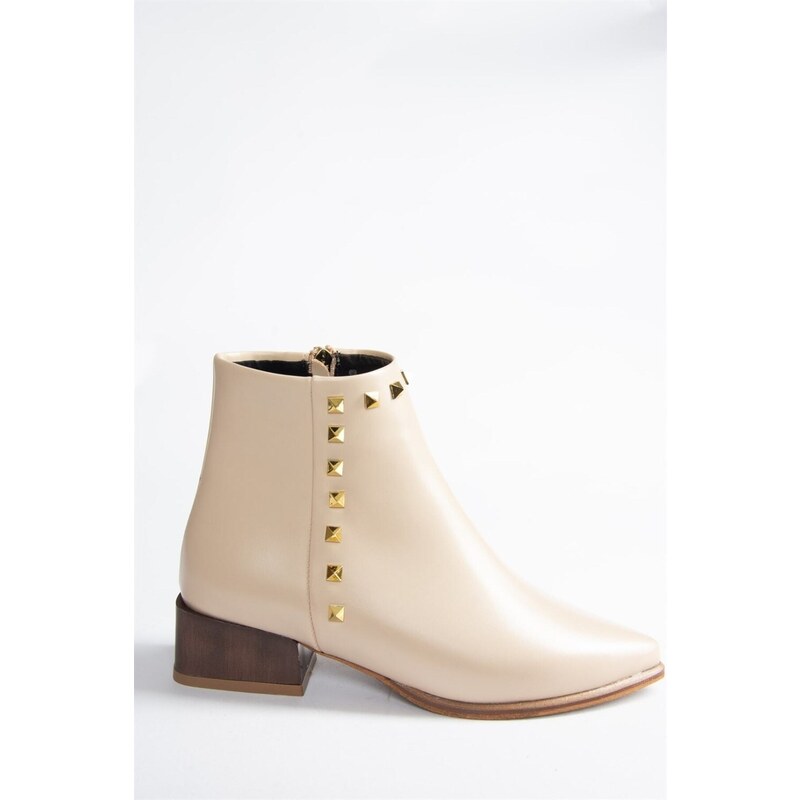 Fox Shoes Beige Staple Detailed Women's Boots