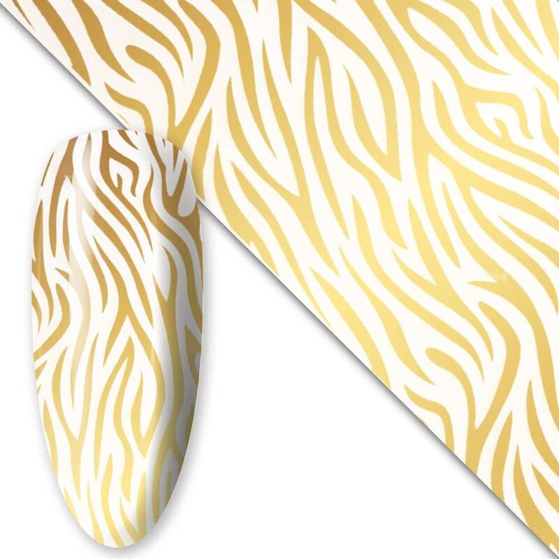 Zdobicí fólie na nehty - Gold Zebra, 100cm