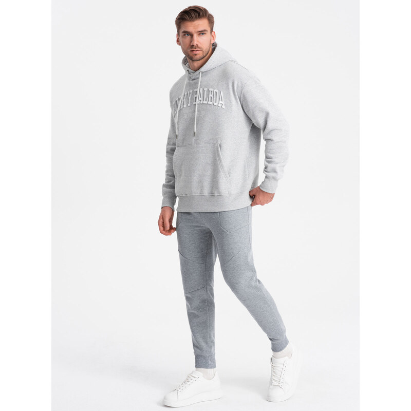 Ombre Clothing Pánské tepláky joggers - šedá melanž V3 OM-PASK-22FW-008