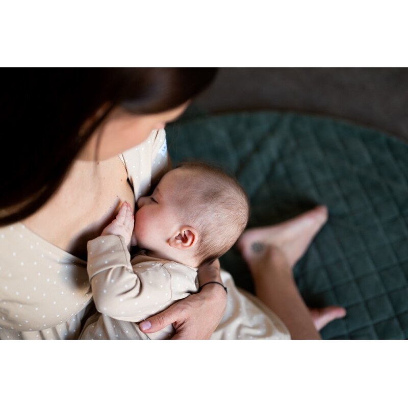 Moniel souprava do porodnice pro maminku vel. XXL a miminko Newborn Dots béžová