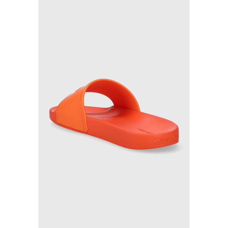 Pantofle Calvin Klein POOL SLIDE RUBBER dámské, oranžová barva, HW0HW02000