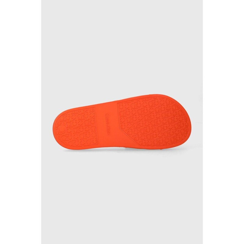 Pantofle Calvin Klein POOL SLIDE RUBBER dámské, oranžová barva, HW0HW02000