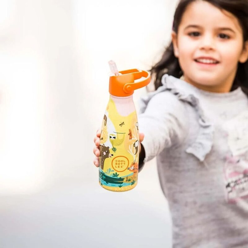Cool Bottles Dětská nerezová termolahev Kids 3D třívrstvá 260 ml žlutá