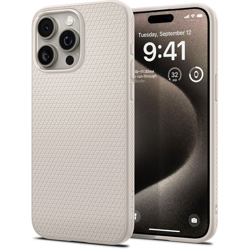 Ochranný kryt na iPhone 15 Pro MAX - Spigen, Liquid Air Natural Titanium