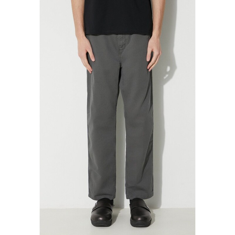 Bavlněné kalhoty Carhartt WIP Flint Pant šedá barva, jednoduché, I029919.1CKGD