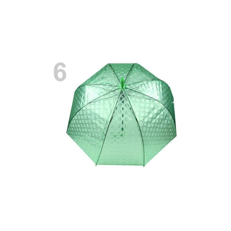 Dámský průhledný vystřelovací deštník (1 ks) - 6 zelená pastelová transparent Stoklasa