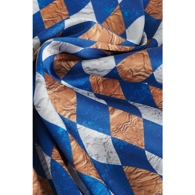 ALTINYILDIZ CLASSICS Men's Navy Blue-Beige Patterned Handkerchief