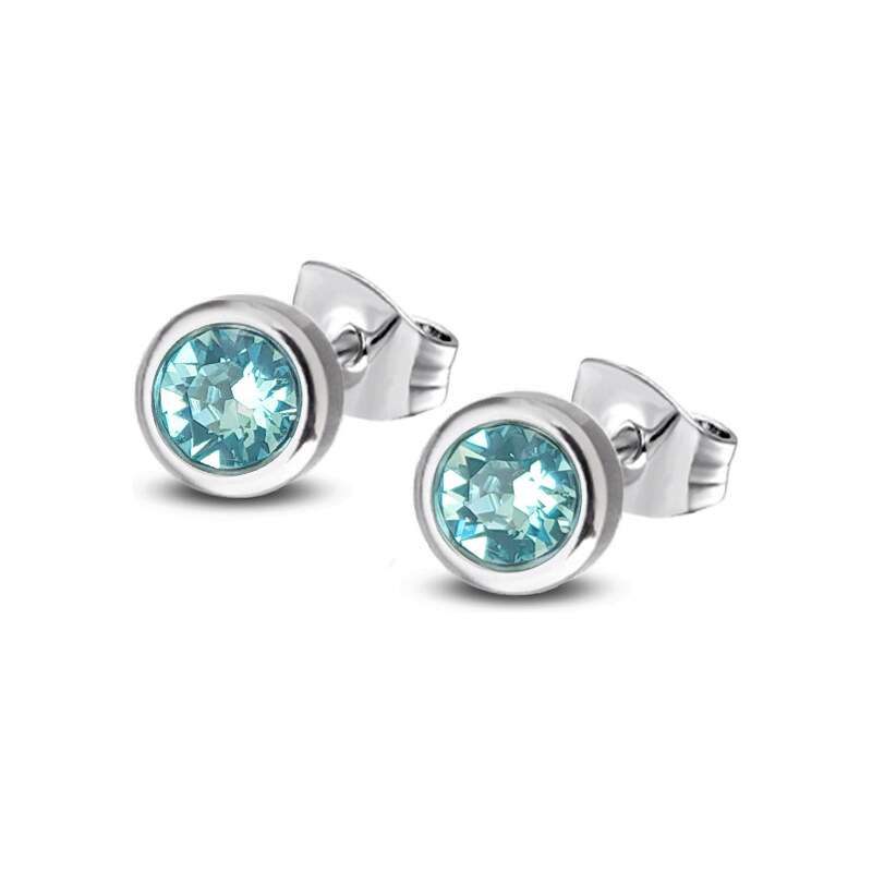 Jewellis ČR Jewellis ocelové náušnice pecky s krystaly Swarovski - Light Turquoise