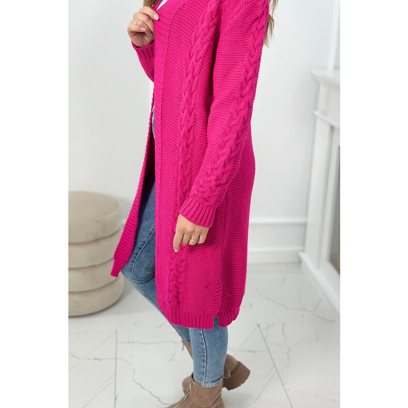 K-Fashion Svetr Cardigan kostkovaný kostkovaný fuchsiový 84212479