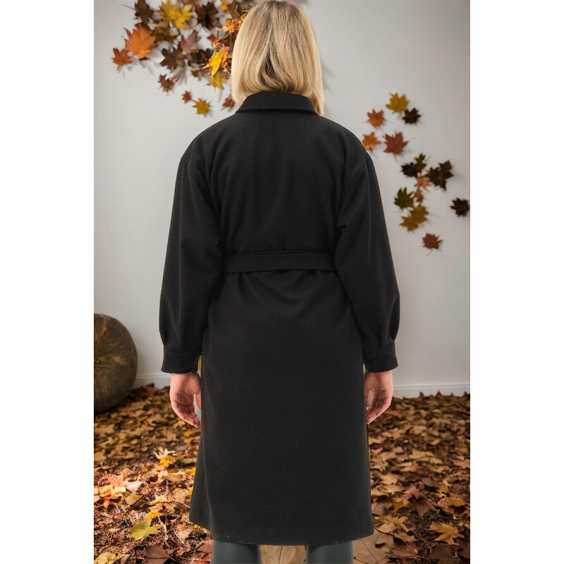 Z6777 DEWBERRY LADIES' COAT-PLAIN BLACK