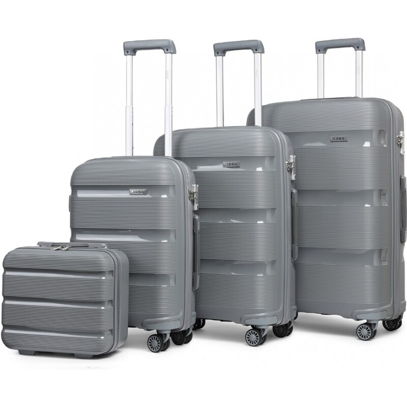 Set kufrů - KONO pastelový 4set s kosmetickým kufříkem, šedý