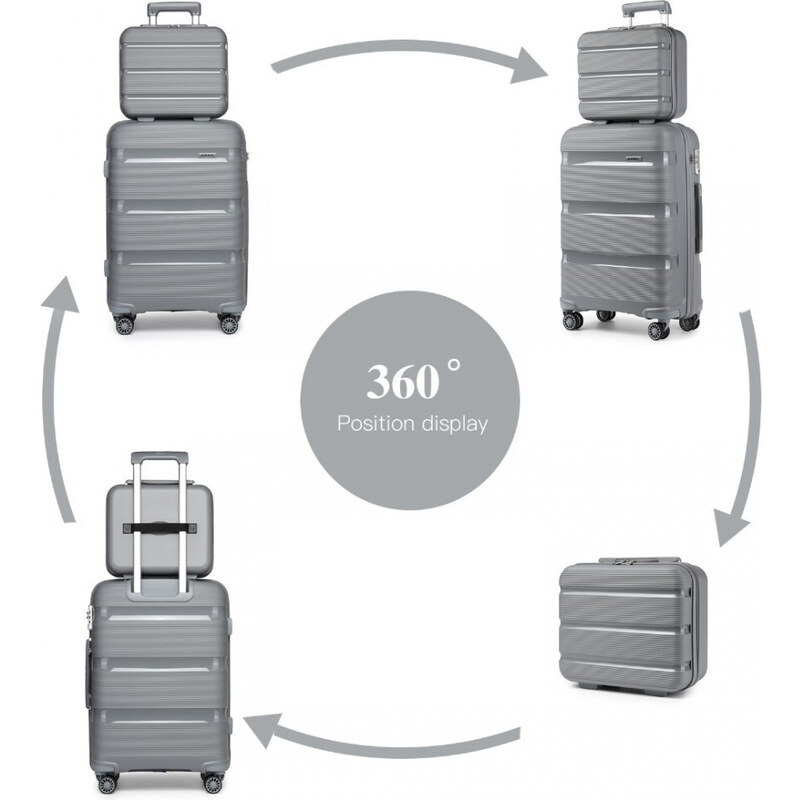 Kono K2092L Sada 4 kufrů 31/55/65/76cm spinner Šedý Polypropylen