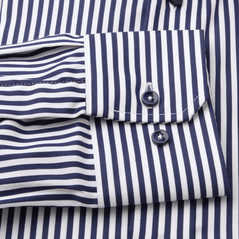 Willsoor Pánská klasická košile s modro-bílým pruhovaným vzorem 15944