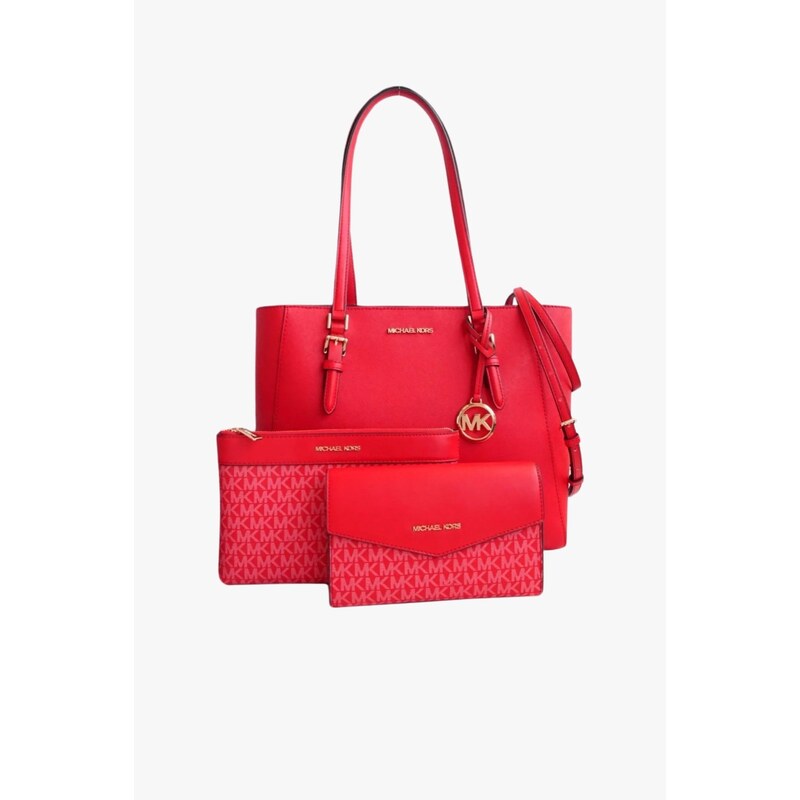 Michael Kors CHARLOTTE 3v1 set dámských kabelek barva red