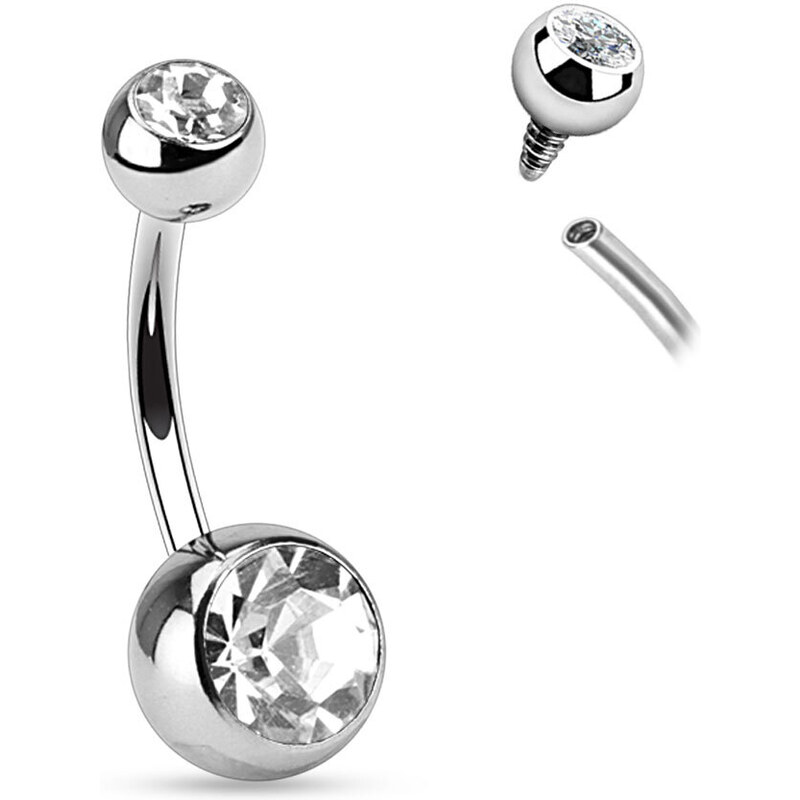 Atreya Piercing do pupíku s vnitřním šroubováním s čirými