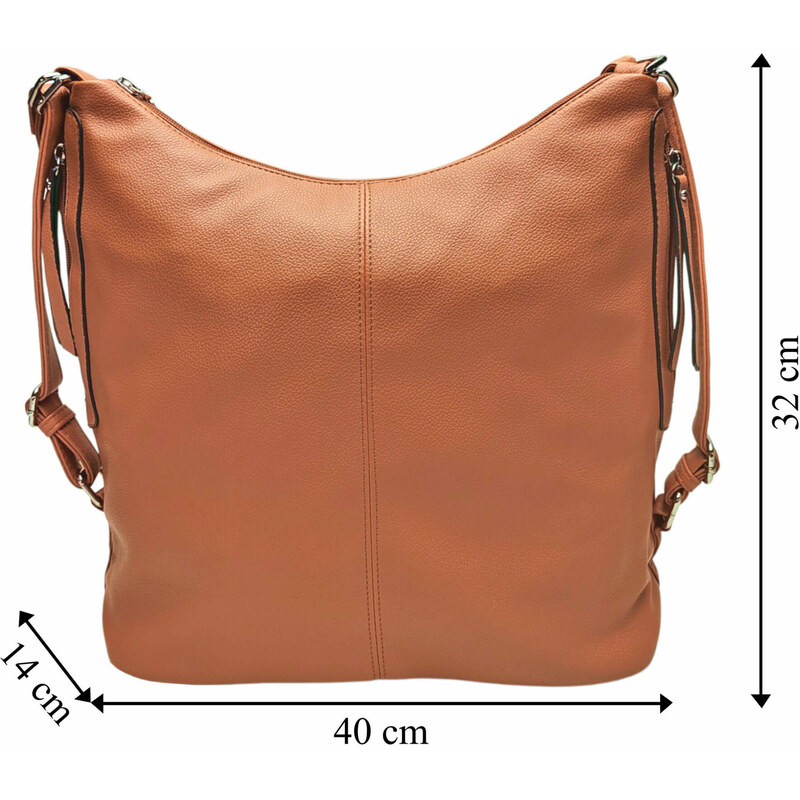 Tapple Velký středně hnědý kabelko-batoh s bočními kapsami