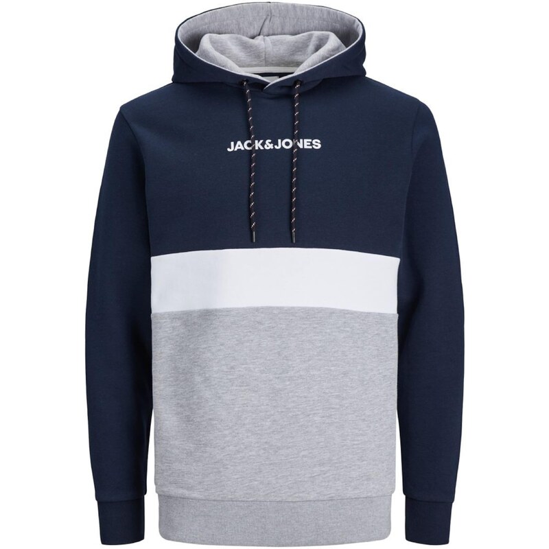 JACK & JONES Mikina JJEReid námořnická modř / šedá / bílá