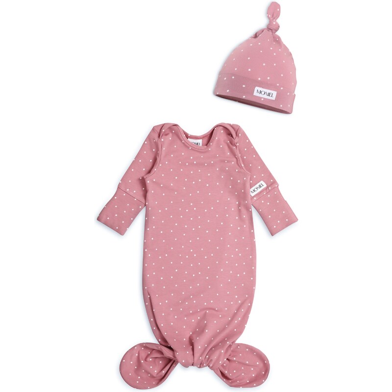 Moniel body + čepička souprava do porodnice pro novorozence Dots