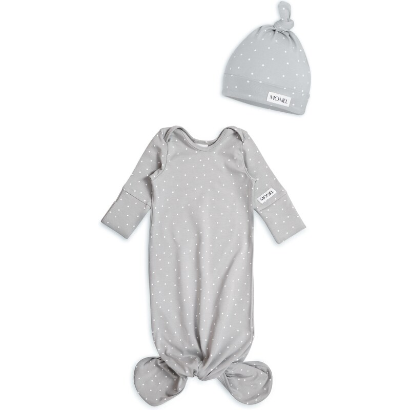 Moniel body + čepička souprava do porodnice pro novorozence Dots