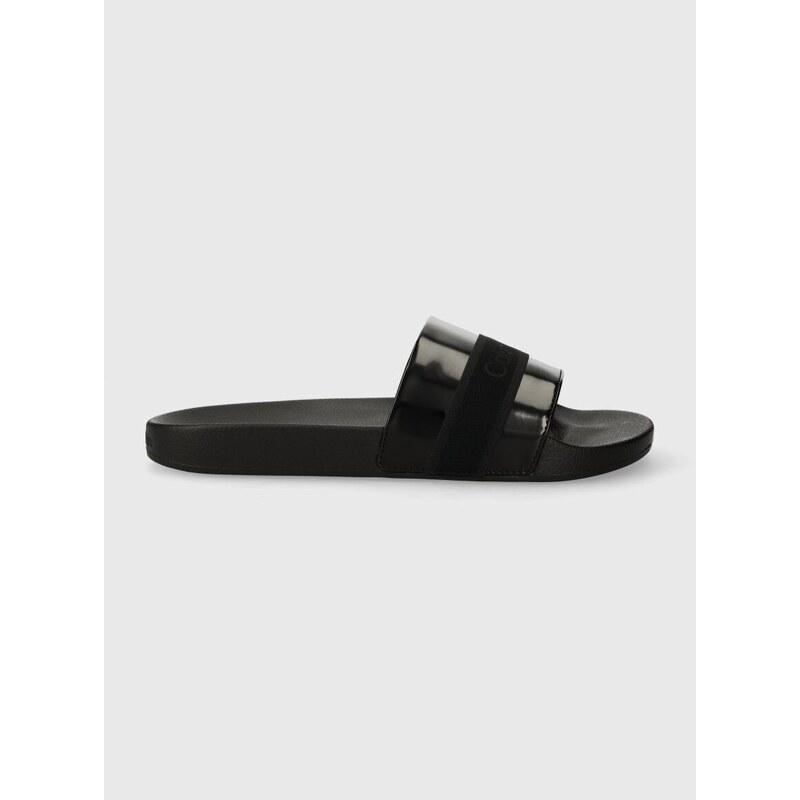 Pantofle Calvin Klein POOL SLIDE WEB pánské, černá barva, HM0HM01359