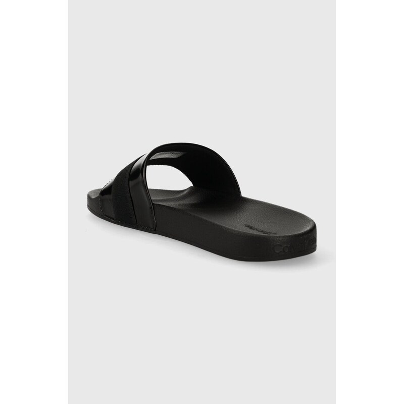 Pantofle Calvin Klein POOL SLIDE WEB pánské, černá barva, HM0HM01359